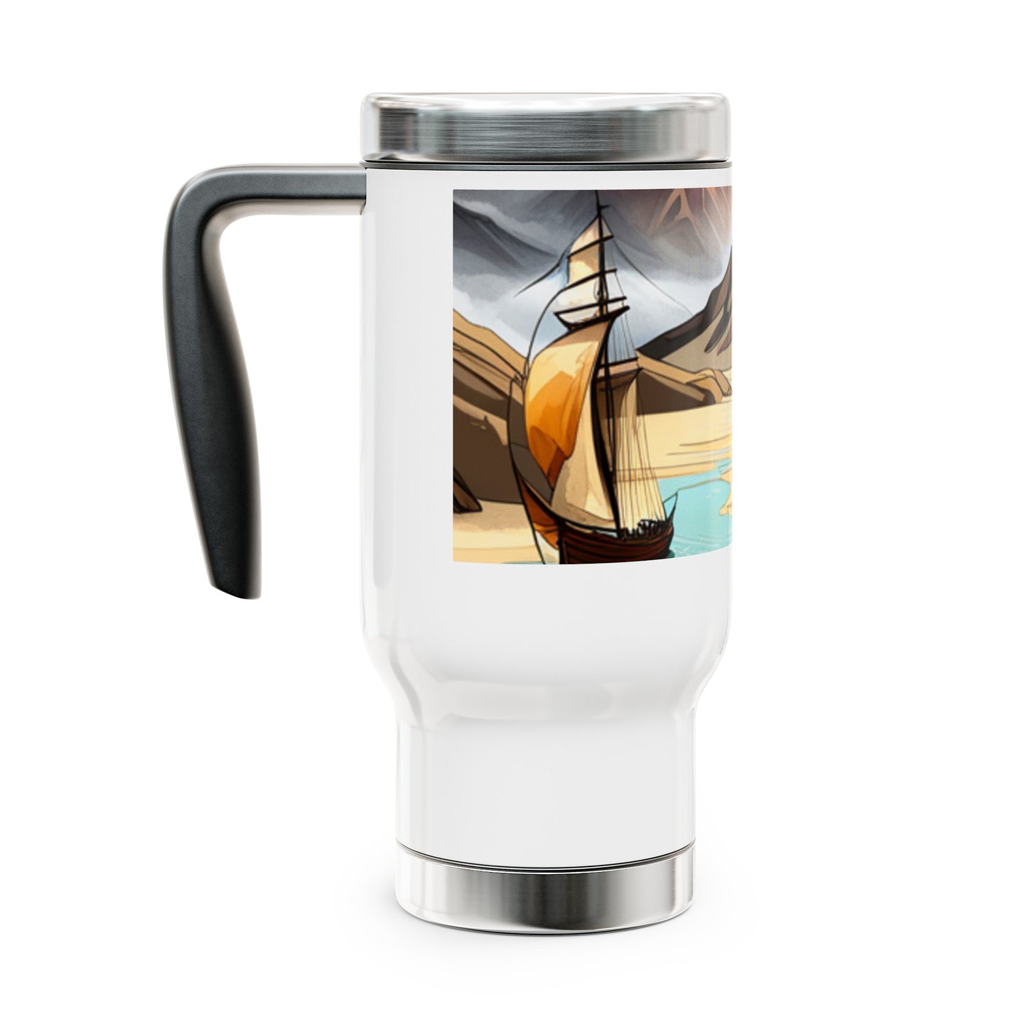 Stainless Steel Travel Mug with Handle, 14oz